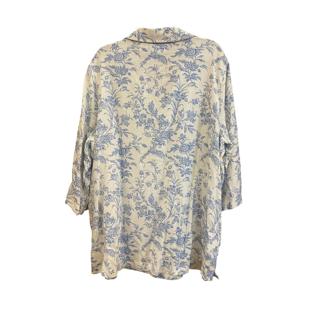 Laura Ashley Blue Botanical Linen Blend Tunic 1X Cottagecore Vintage Inspired - Picture 3 of 11